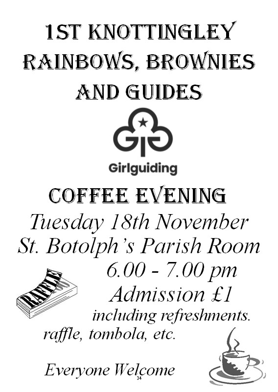 Brownie coffee evening, Tuesday 18th November 6.00 - 7.00 pm