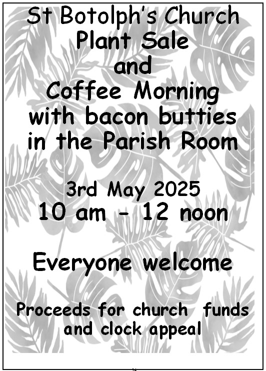 Plant Sale & Coffee Morning, 3 May, 10am to 12 noon