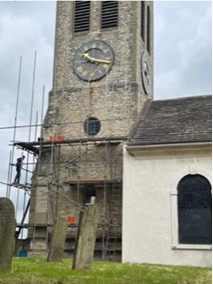 Church with scaffold